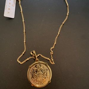 Sahira gold coin necklace 14k, NWT